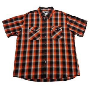 Dixxon Flannel Company The Piston Orange Plaid Short Sleeve Button Up Shirt 3XL